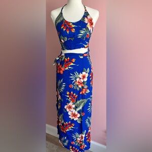 VTG ROYAL CREATIONS Women's Dress Set Hawaiian Hawaii Maxi Skirt Halter Top